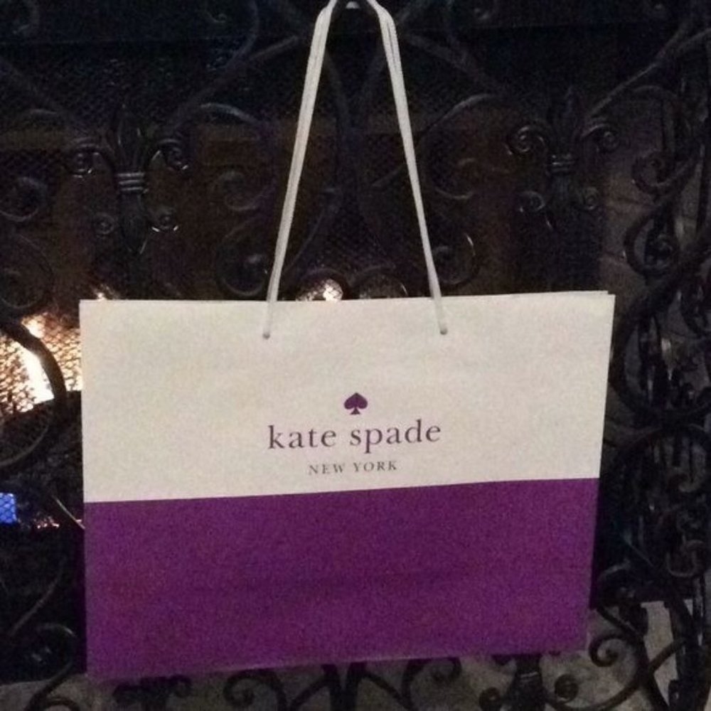 Kate Spade Large Gift Paper bag purple white NEW